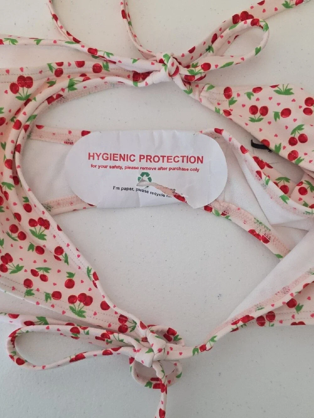 ASOS Peek & Beau Pink and Red Cherry and Hearts Print Tie-Side Bikini Bottoms